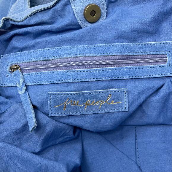 Free People Cambridge Convertible Backpack - Blue Suede Tote Bag  - Crossbody - Picture 9 of 11